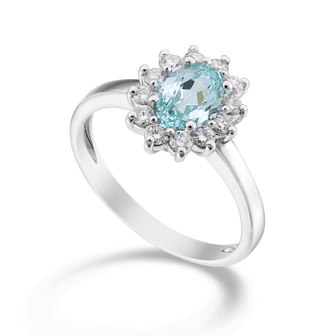 Mikiko, ein ovaler Paraiba-Turmalin aus 18 Karat, 7x5 ct.0,80 Durchm. 0,30 ct MA5094O4PAR