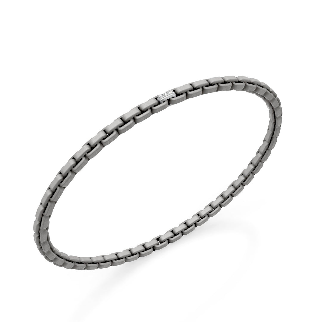 Golay gray titanium bracelet, with a platinum pave insert, square link, 18cm GBR033E1PTDIGR-180