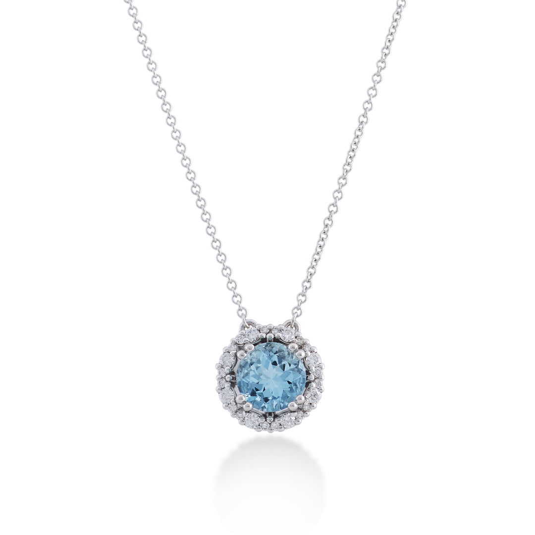 Mikiko cl 18k rond aquamarijn 8 mm ct.1,64 diam. ct.0,30 MDCLC087DIAQ1O4.164