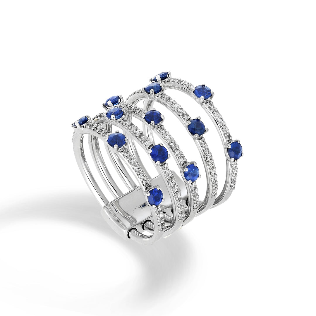 Golay five-row multi-row ring with diamonds+sapphires ATM001DIZB-22123110053