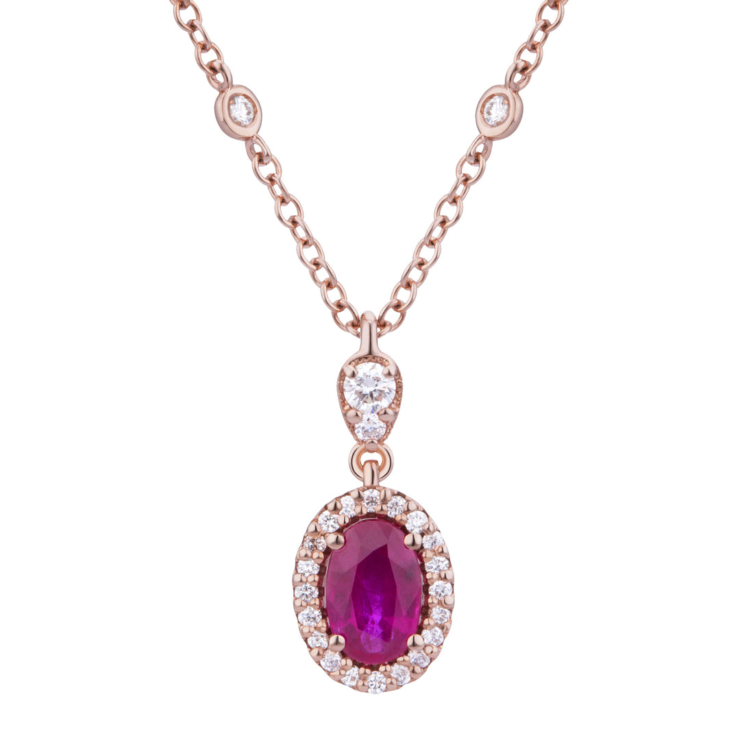 Golay ovale robijn ketting 6x4, contour en diam. laat GRB201RU-23017110025 vallen