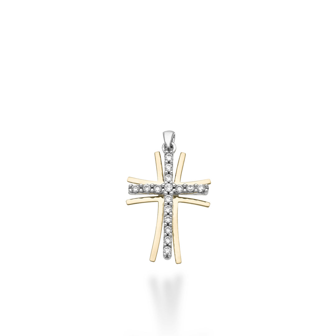 Nihama pe 18k 0,15 ct wit/geelgouden kruis 1,7 cm NP5020O7BR015