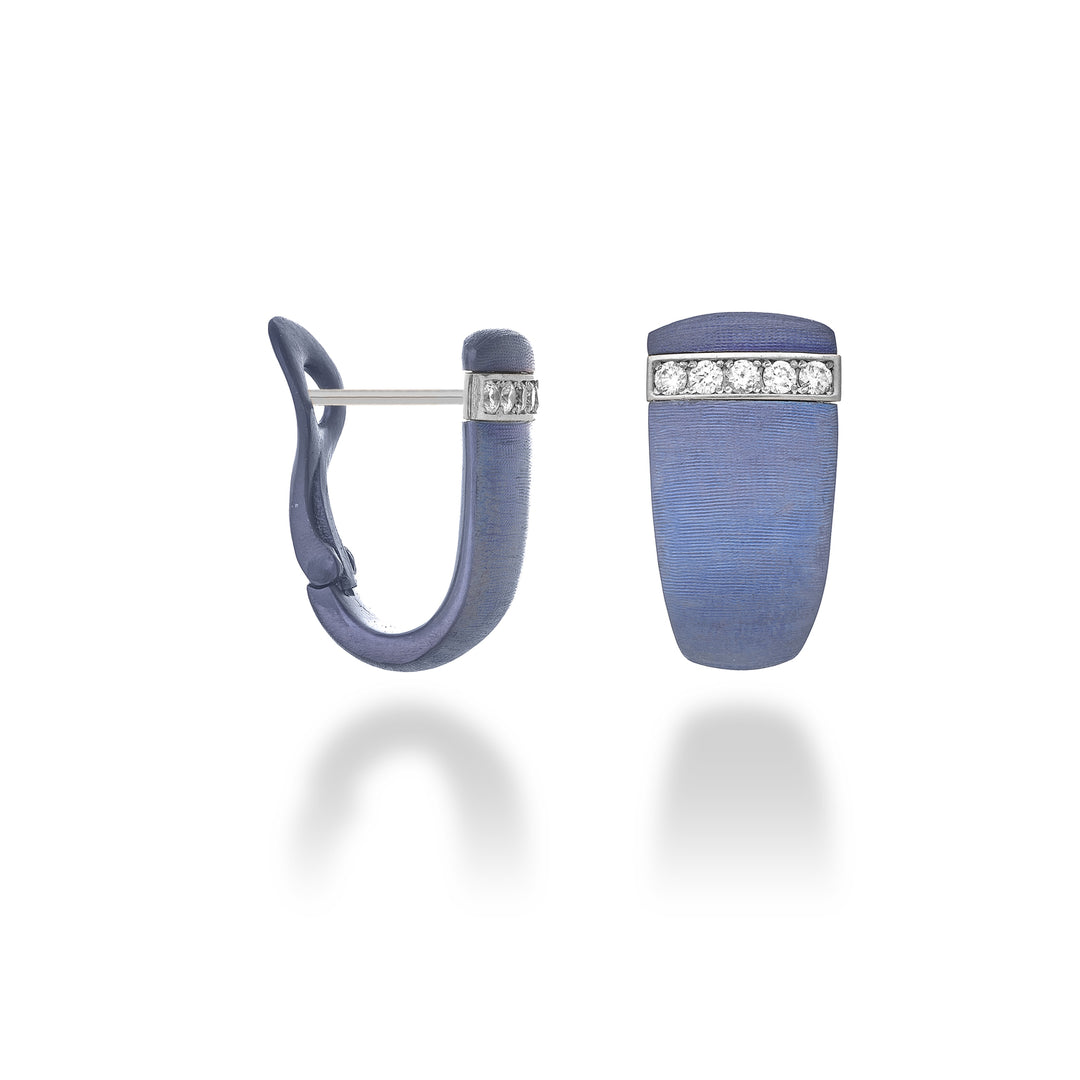 Golay clip-on oorbellen in blauw titanium en 18k witgoud. lunette bezet met diamanten GOR035O4DIBLTX