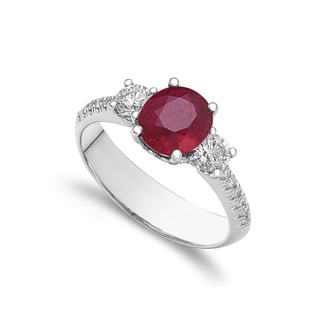 Golay robijnrode diamanten ring 7x8 dubbele contour ACLC144DIRU87-22215110001