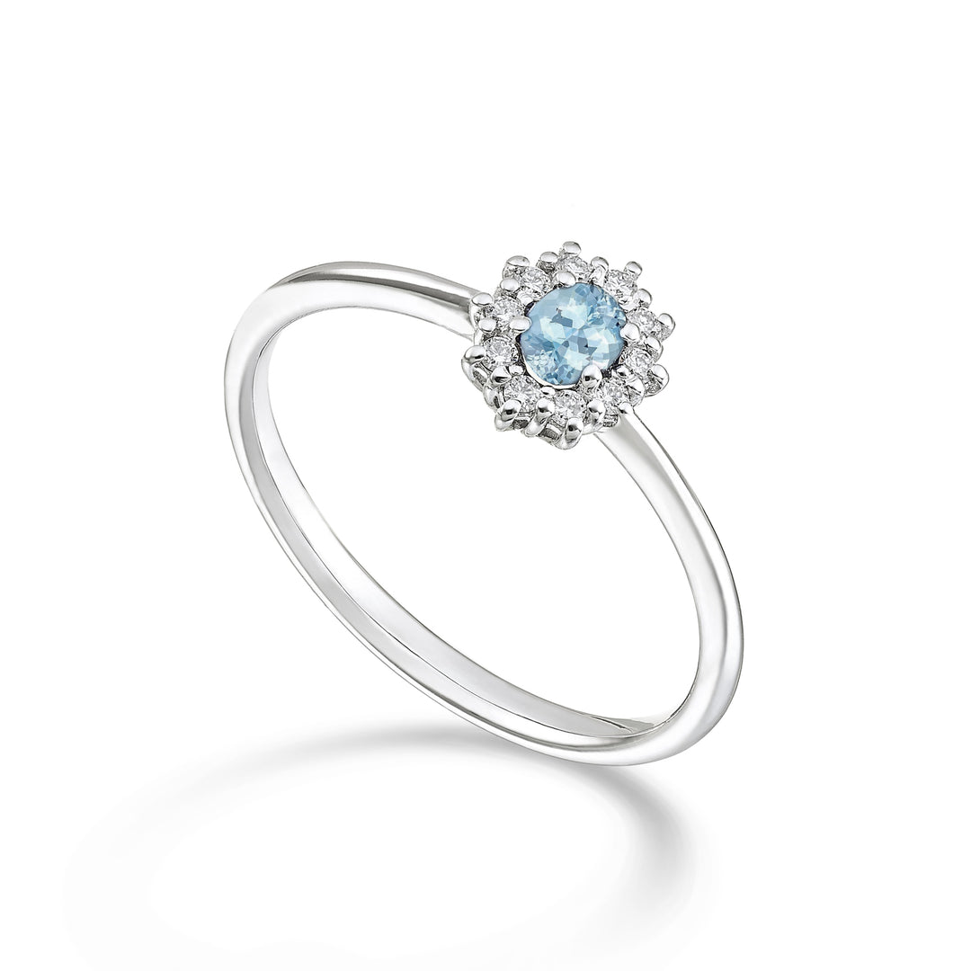 Mikiko een 9k ovale aquamarijn 4x3 ct.0,14 diam. ct.0,08 MA5166R4AM