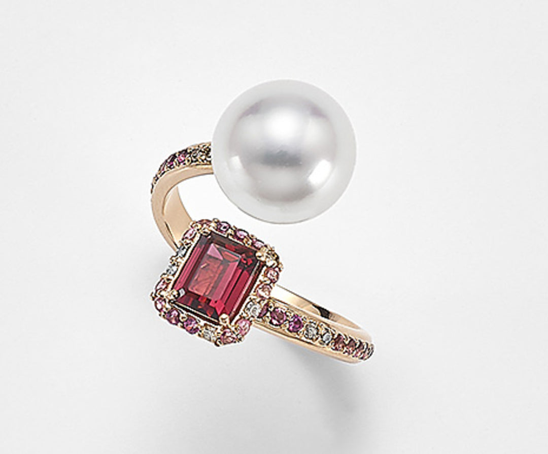 Mikiko an 18k sspw 10/11 ct.0,16 diam brown, pink tourmaline and rhodolite MA0772O3SABI100