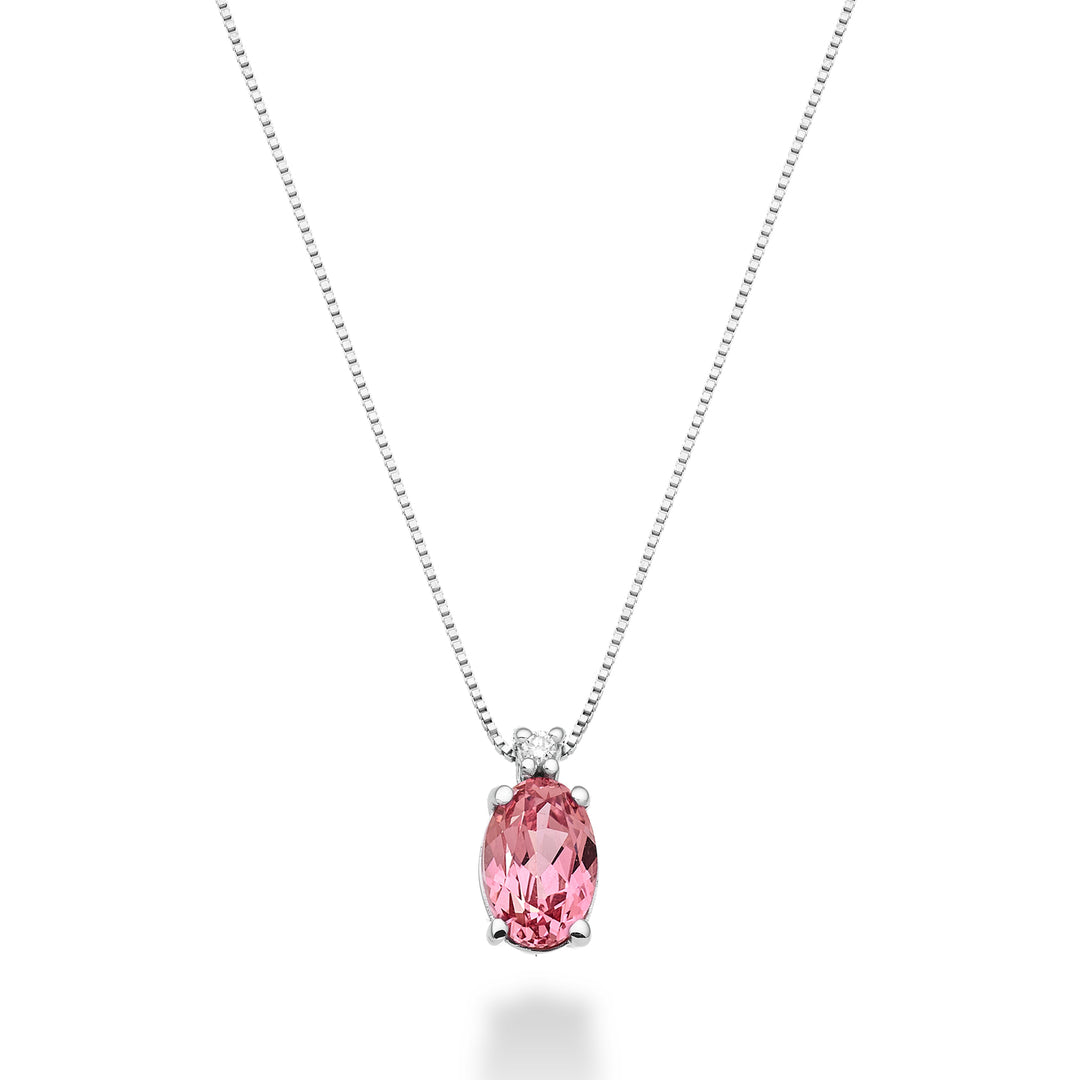 Nihama cl 18k ovale roze saffier 7x5 ct.0,80 diam. ct.0,015 ND5035O4ZFRP
