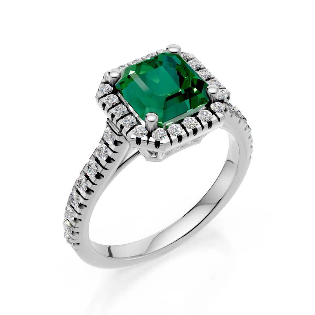 Golay oct emerald ring 7x7 with diamond outline ACLC657DSM77-25090110113