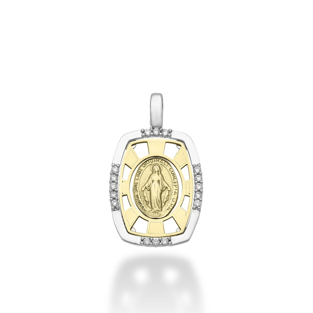 Nihama pe 18k 0,13 ct Madonna wonderbaarlijke medaille wit/geel goud 1,9 cm NP5024O7BR013