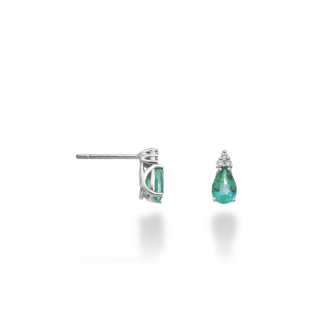 Nihama oder 18 Karat Smaragdtropfen 6x4 und drei Diamanten NO5173O4BE