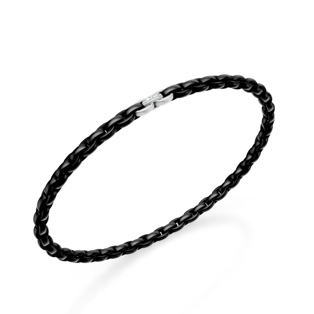 Golay black titanium bracelet, with three platinum inserts, of which only the central one is set with diamonds, oval link, 19cm GBR034E3APTDINE-190