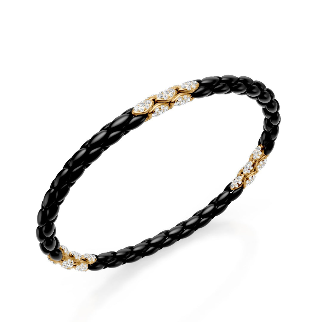 Golay black titanium bracelet, with 15 18kt yellow gold pavet inserts, herringbone link, 18cm GBR032E15O1DINE-180