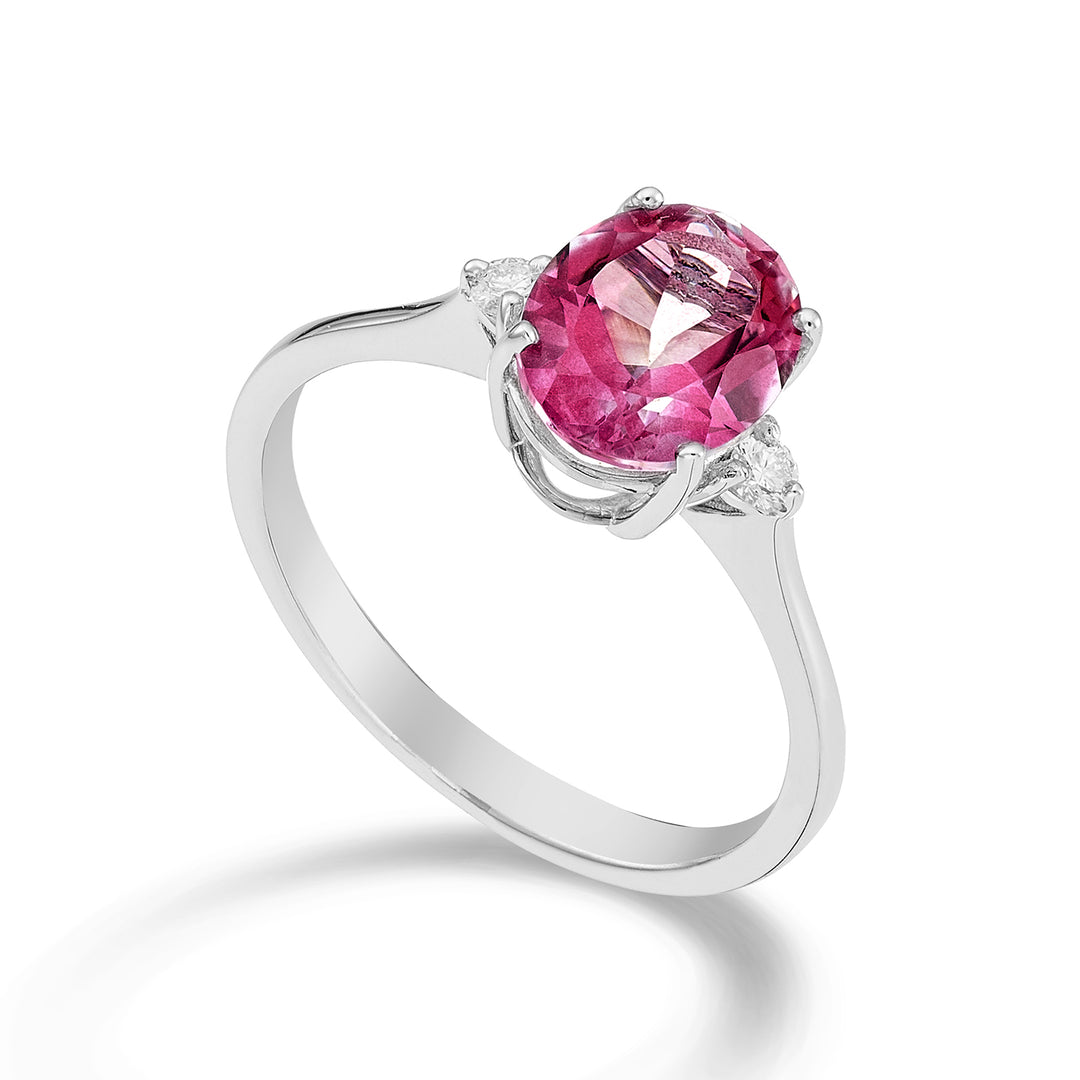 Mikiko een 18k ovale roze topaas 7x9 ct.2,10 diam. ct.0,08 MA5143O4TPPK