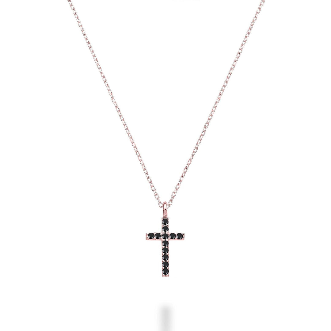 Nihama cl 18k kruis maat 2 roségoud met zwarte spinel 0,06 ct NDCRO2O3SBK