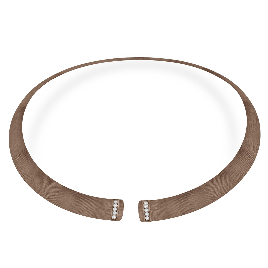 Golay choker in brown titanium texture and diamonds on the opening, medium GD012DIMATX