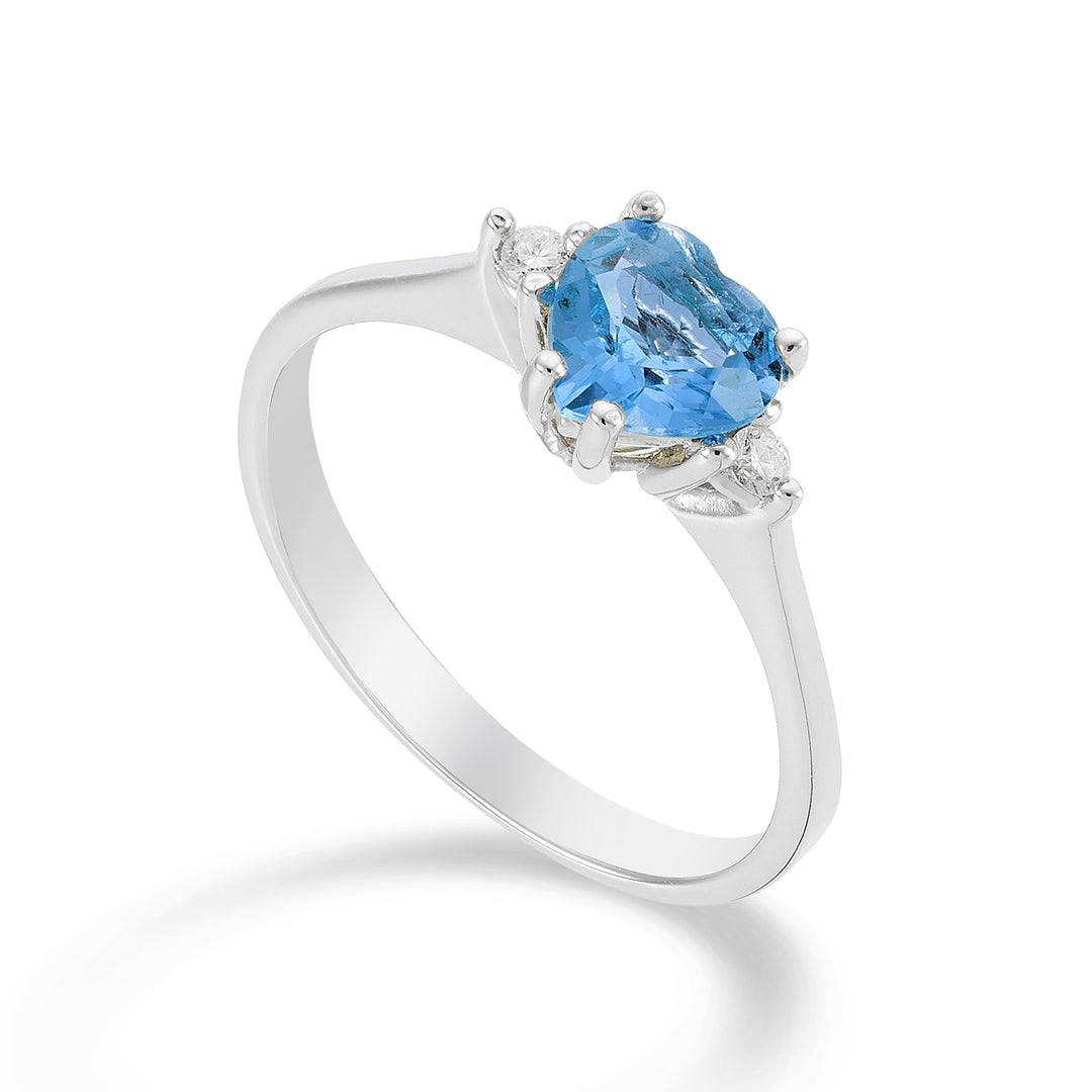 Mikiko een 18k blauw topaas hart 6x6 ct.1,00 diam. ct.0,04 MACL198DITPAZ66O4