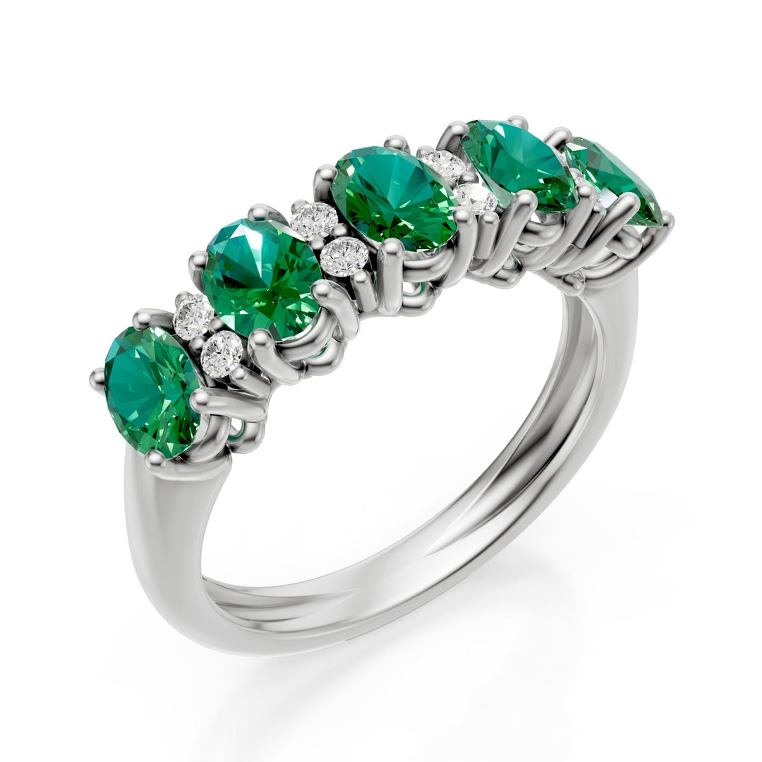 Golay half round ring with 5x4 oval emeralds and diamonds AFMG733DISM54B-25197110129