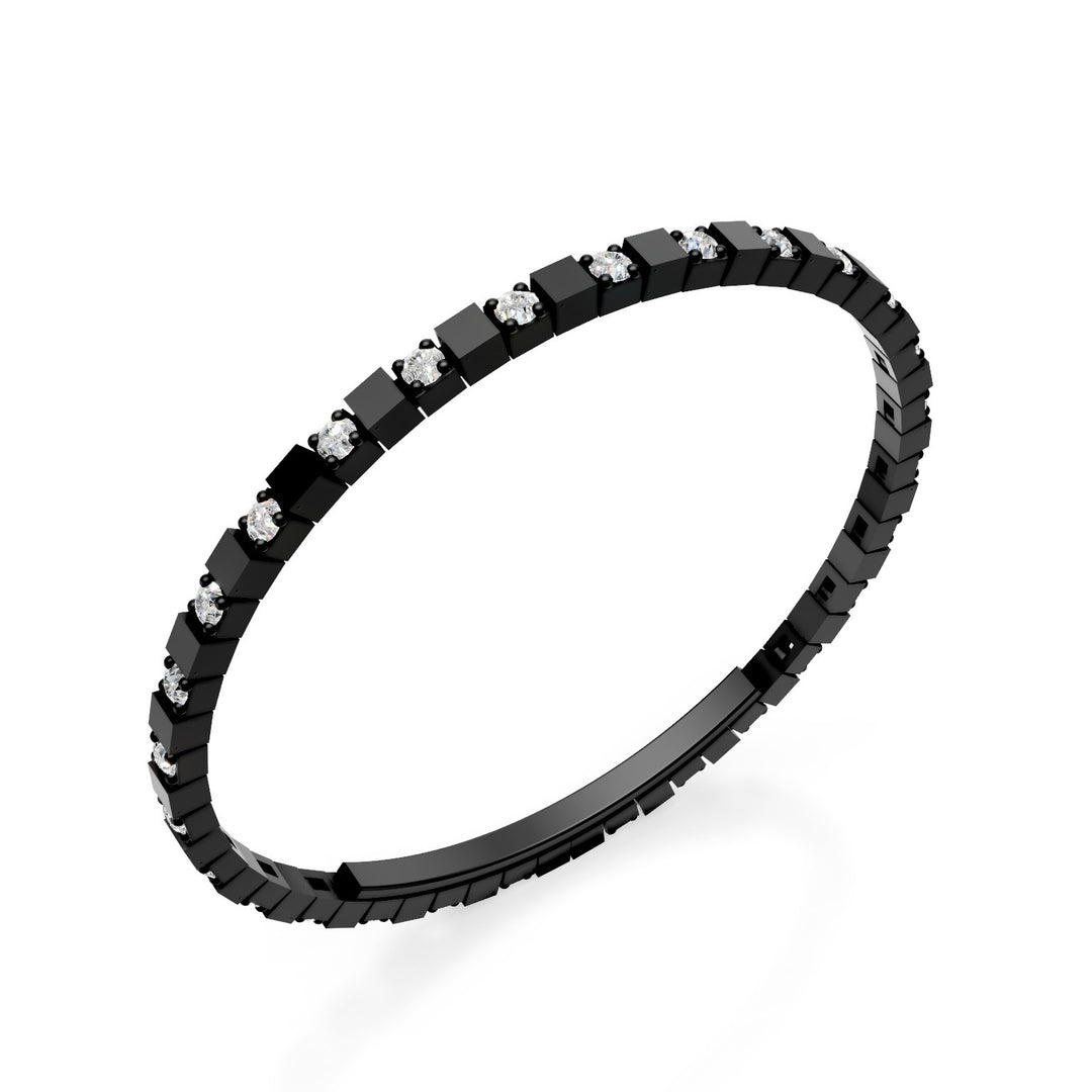 X-Diamond black titanium tennis bracelet lab g.d. alternating with butterfly closure, 18cm, third size LXDBRT013ALDINE-180