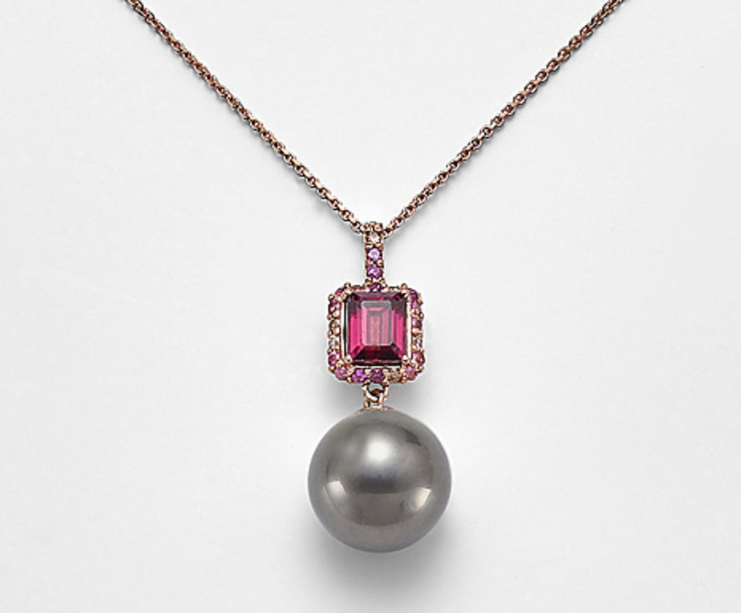 Nihama cl 18k sspb 11/12 ct.0,06 Diam braun, rosa Turmalin und Rhodolith ND0984O3SANE110