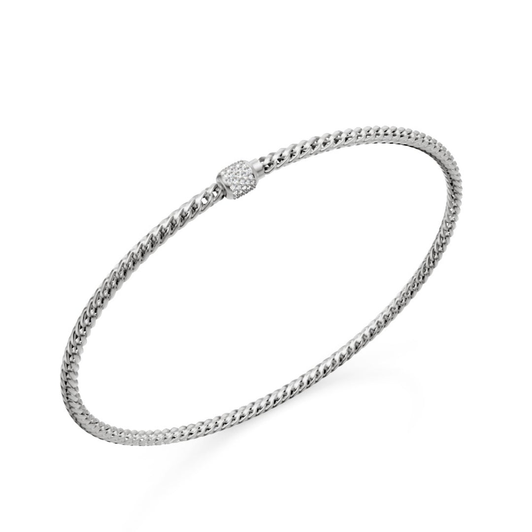 Golay soft curved link bracelet, in 18kt white gold and set clasp with diamonds, 18.5cm GBR003O4DIBI060-185