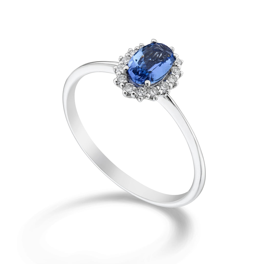 Mikiko an 18k tanzanite n. oval 6x4 ct.0.38 diam. ct.0.13 MA5141O4TZN