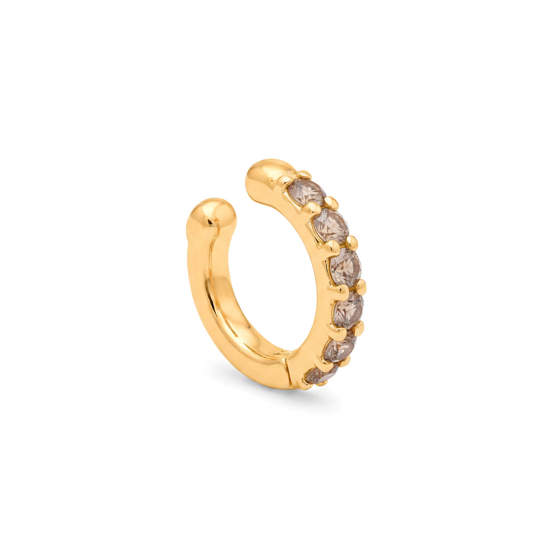 X-Diamond or ear cuff 9kt spring with six brown diamonds, in yellow gold LXDOEC780R1BW028