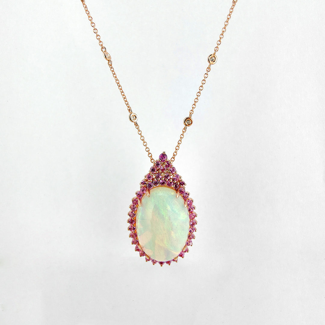 Golay design choker with 18x13 z.pink opal and diamonds GD002DIOPZP-24023110189