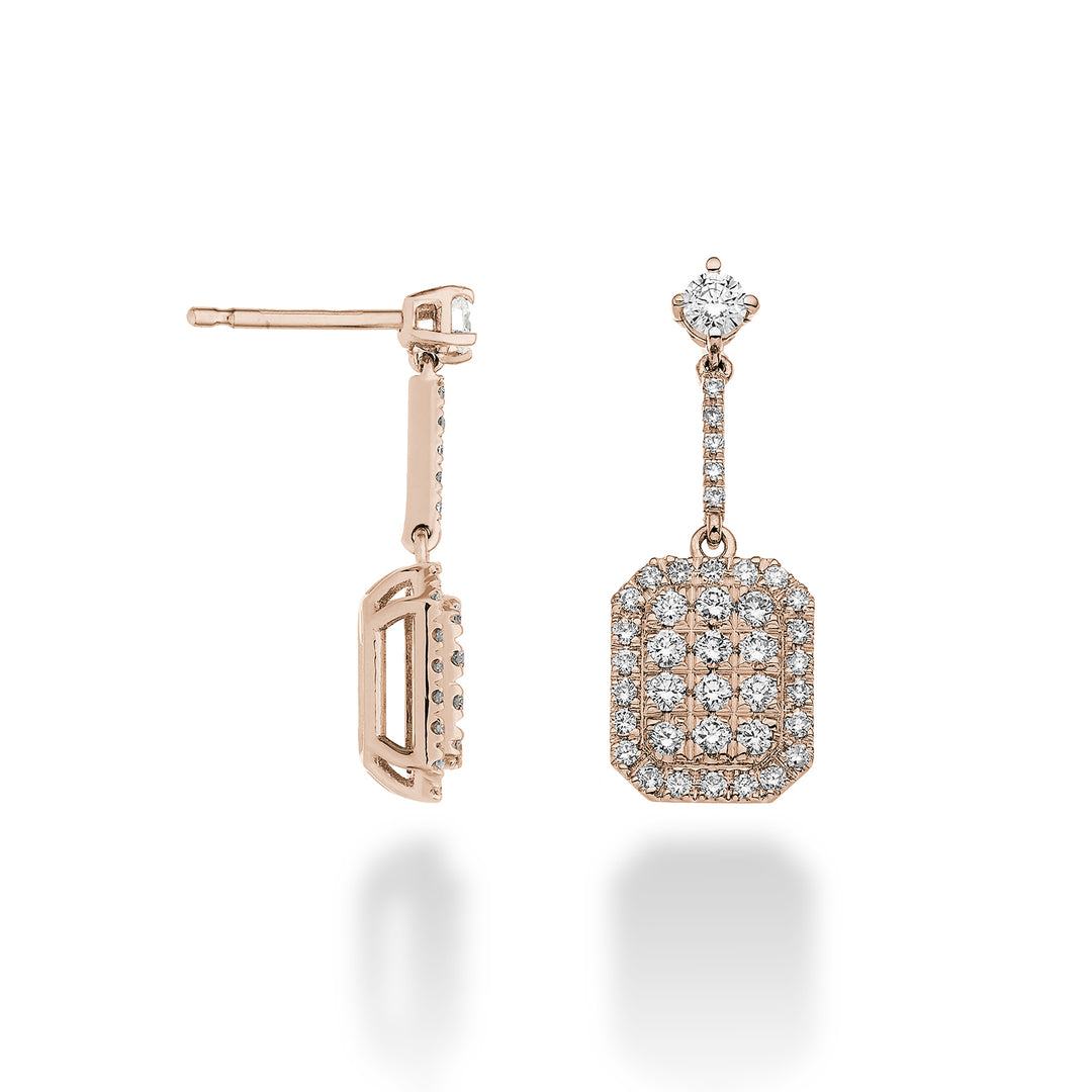 Golay octag en bar multi-stone oorbellen. roségoud OMPC001DIR-23080110014