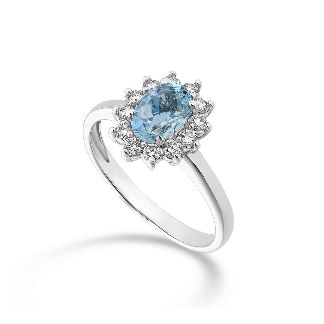 Nihama an 9k oval aquamarine 6x4 ct.0,30 diam. 0.23 ct NA5093R4AM
