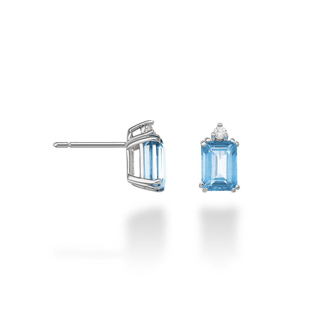 Mikiko oder 18k achteckiger blauer Topas 7x5 ct.2,40 Durchm. ct.0,05 MOCL090DITPAZ2O4