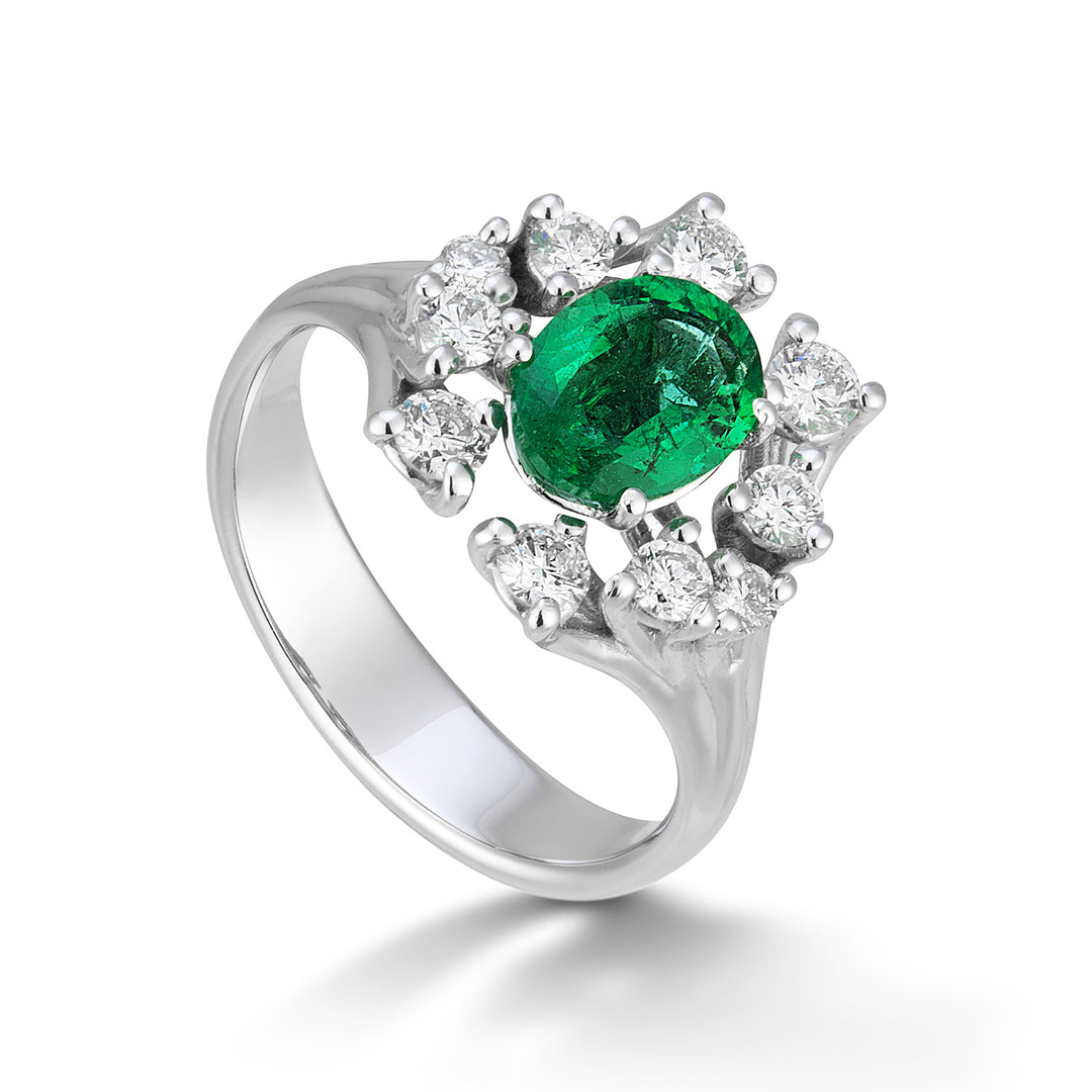 Golay oval diamond and emerald ring 6x8 ACLC063DISM-20160110040