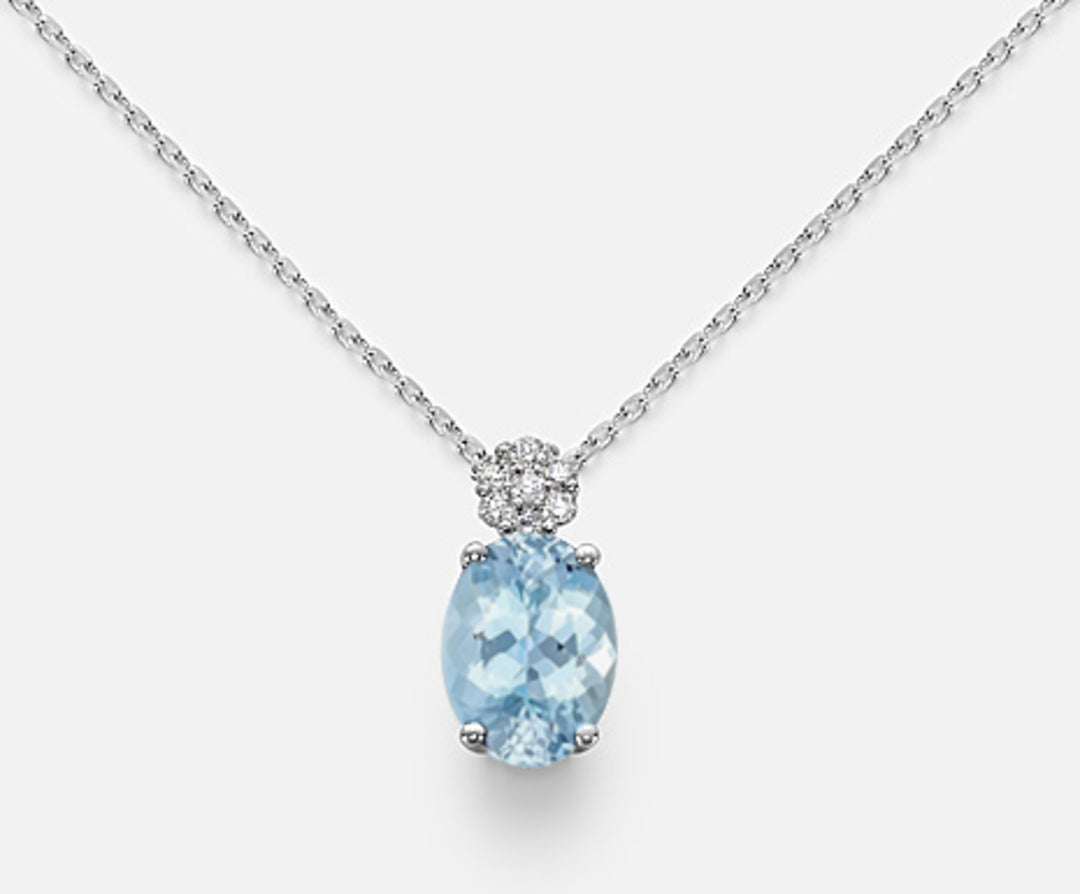 Mikiko cl 18k oval aquamarine 7x5 ct.0.50 diam. 0.05 ct MD5025O4AM