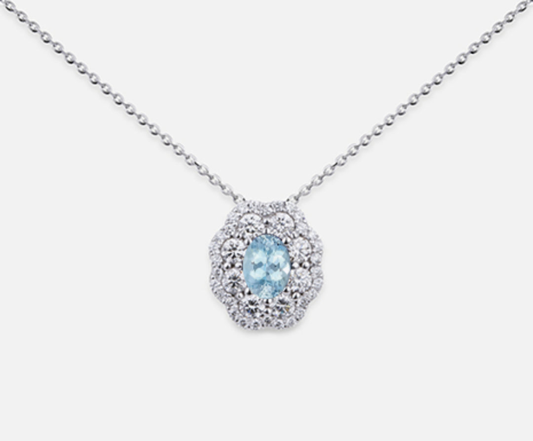 Nihama cl 18k ovaal aquamarijn 6x4 ct.0.30 dia ct.0.63 ND5057O4AM