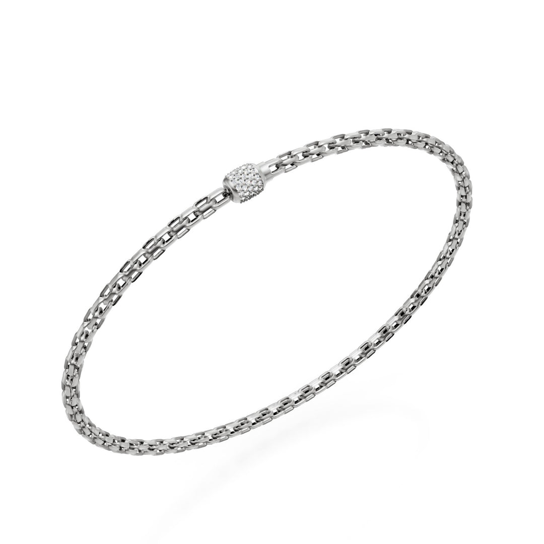 Golay vierkante armband met zachte schakels, in 18kt witgoud en gezette sluiting met diamanten, 18,5 cm GBR004O4DIBI060-185