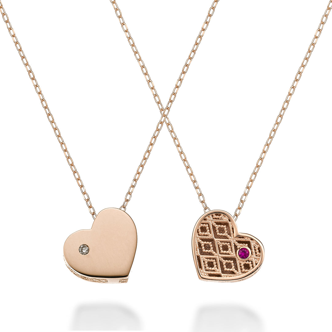 Mikiko cl 18k klein hart eenzijdig gepolijst roségoud diam. 0,005 ct robijn 0,005 ct MDCUOREPLO3