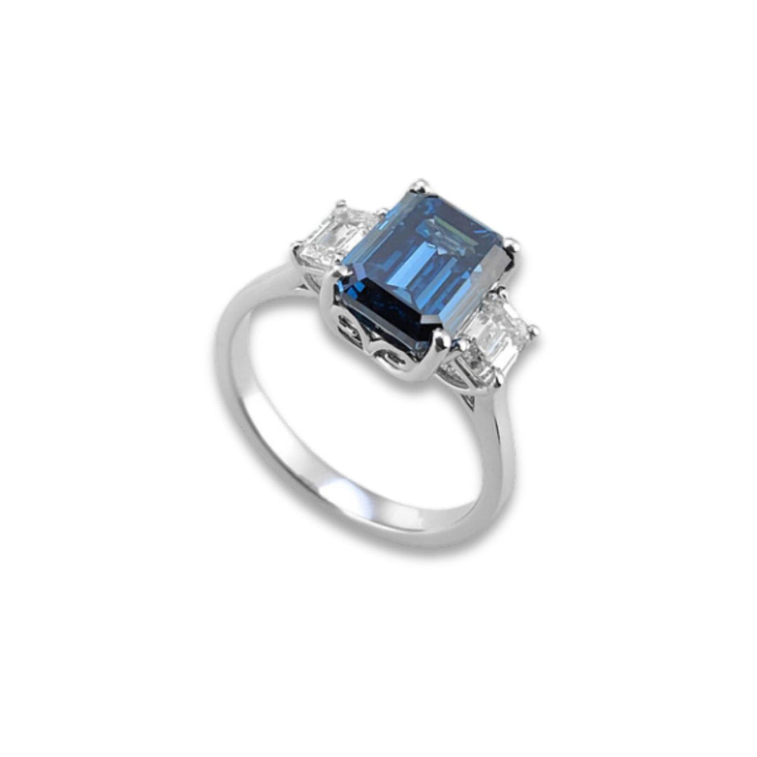 X-Diamond an 18kt lab g.d. total ct. 3.85-cent. 3.11 blue octagon lab- natural sides and vvs LXDAPU032O4OTDI385