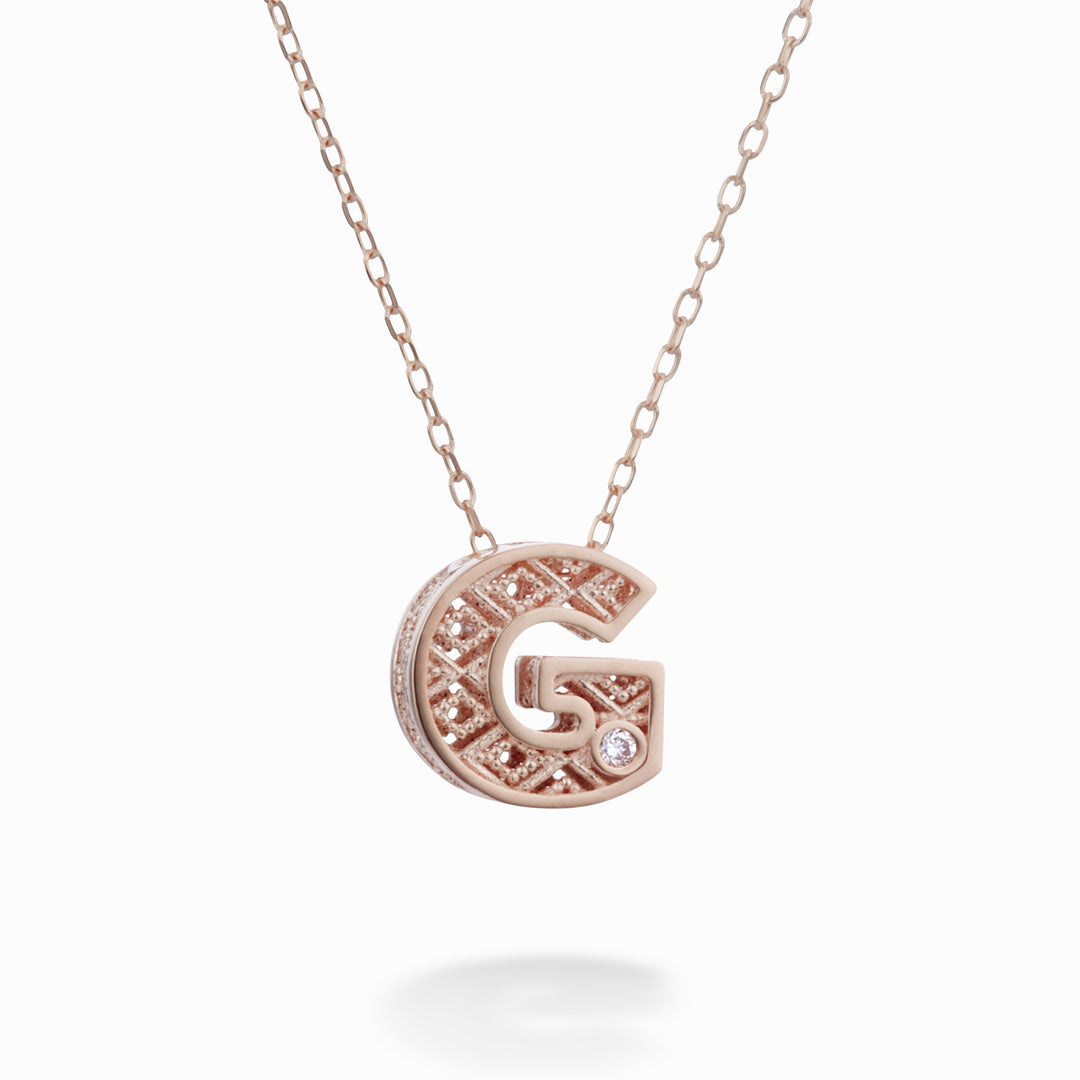 Nihama cl 18k letter g roségoud diam. ct.0,01 NDLETGO3