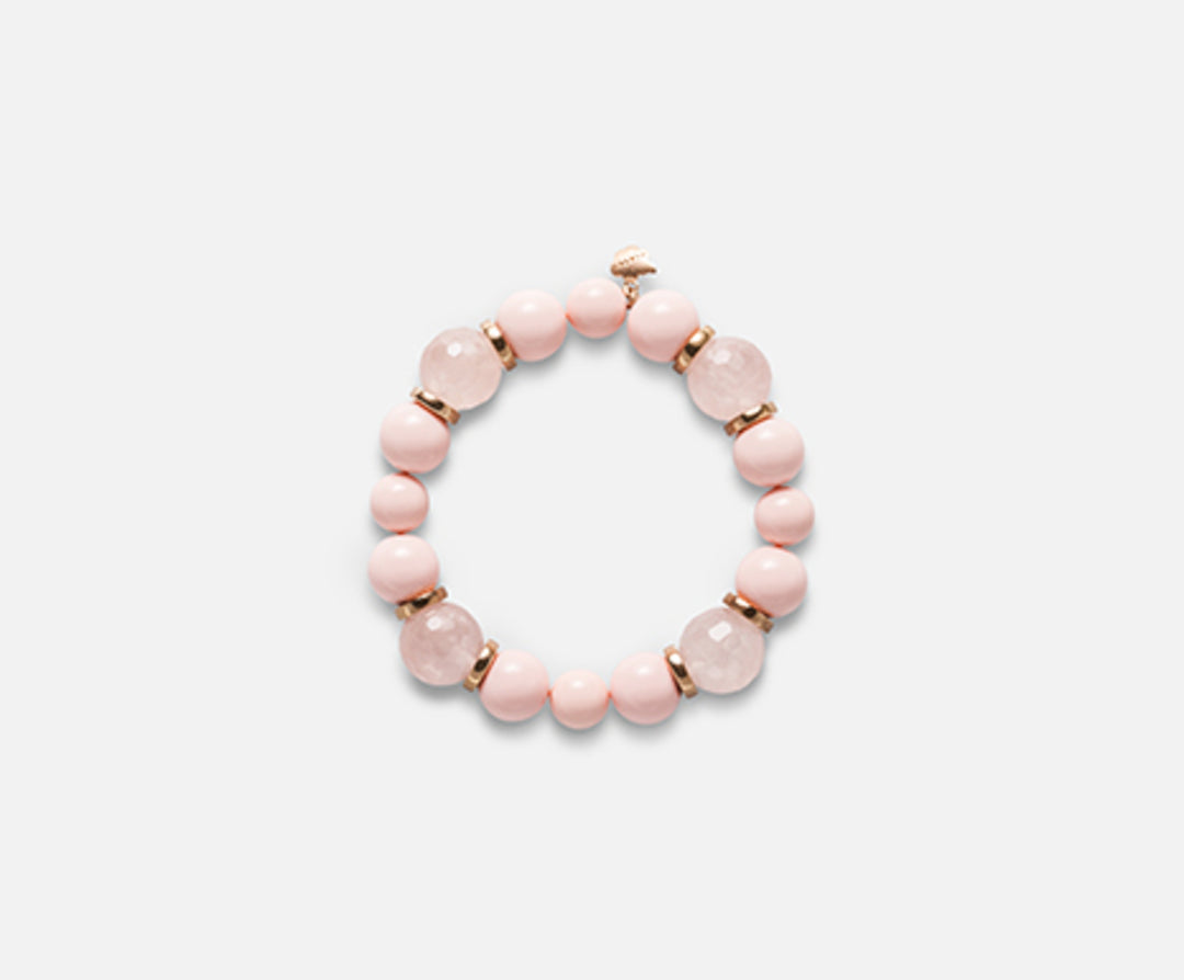 Mikiko br ag925 pink coral agglomerate 12/10mm. rose quartz 14mm MB7406A3CORAL
