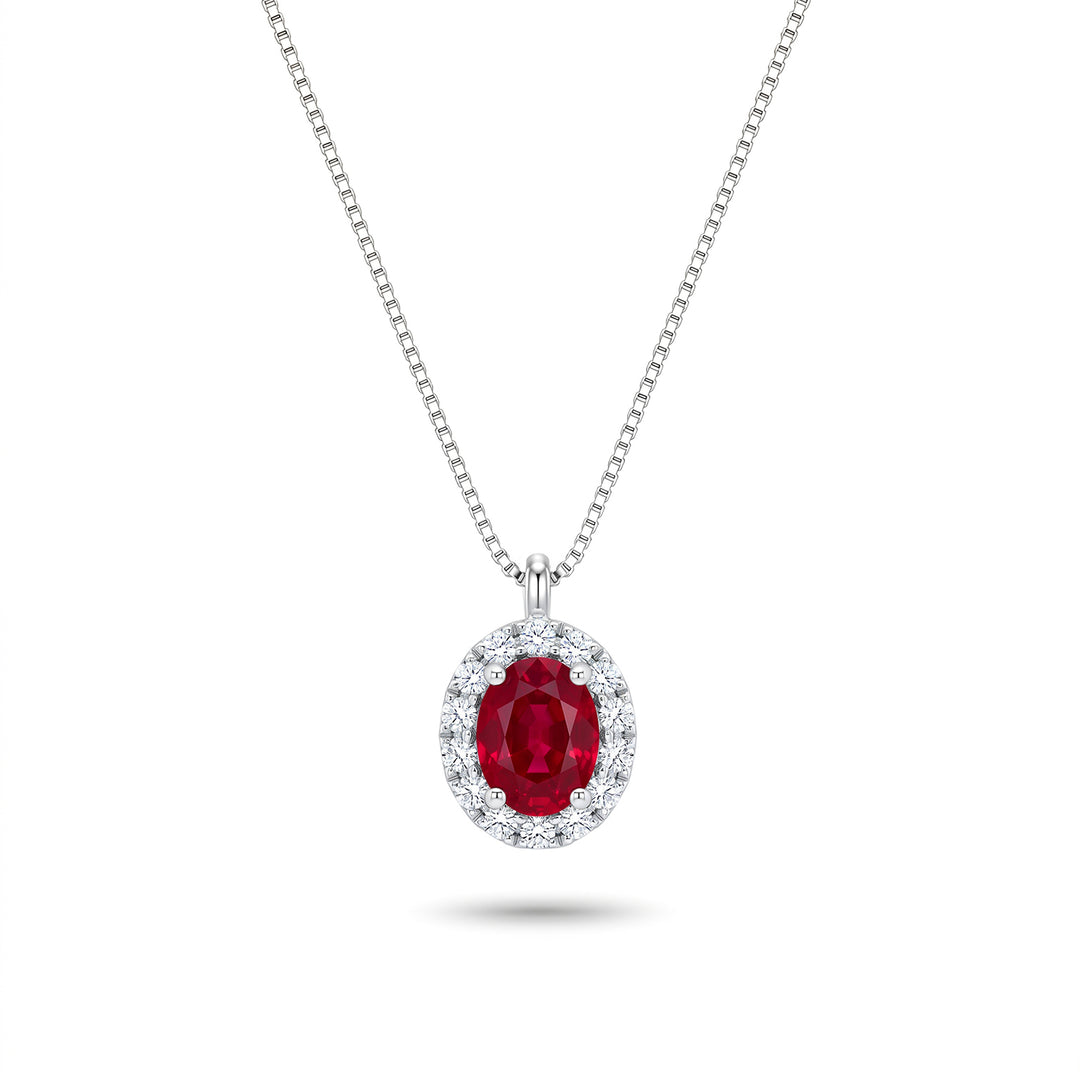 Mikiko cl 18k oval ruby 5x4 with diamond surround MD5202O4RBN