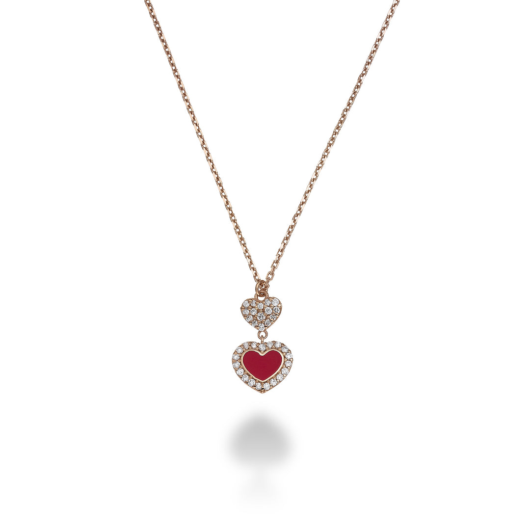 Mikiko cl 9k ct.0,16 dubbel rood emaille hart MD5080R3BR016