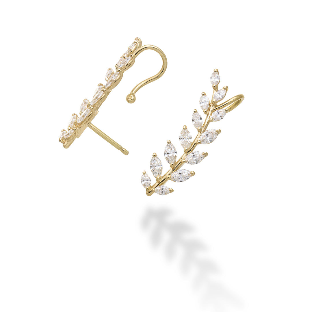 Golay olive tree mono earring with marquise, yellow gold, left OD840DGSX