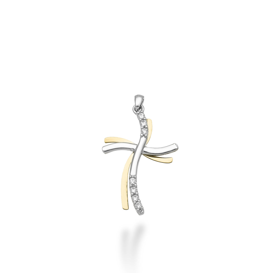 Nihama pe 18k 0,07 ct wit/geelgouden kruis 1,8 cm NP5016O7BR007