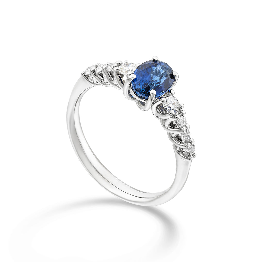 Golay Riviera Ring mit 9 Skalaren, ovalem Saphir 6x4 und Durchmesser AR9S440DZB64-24270110093
