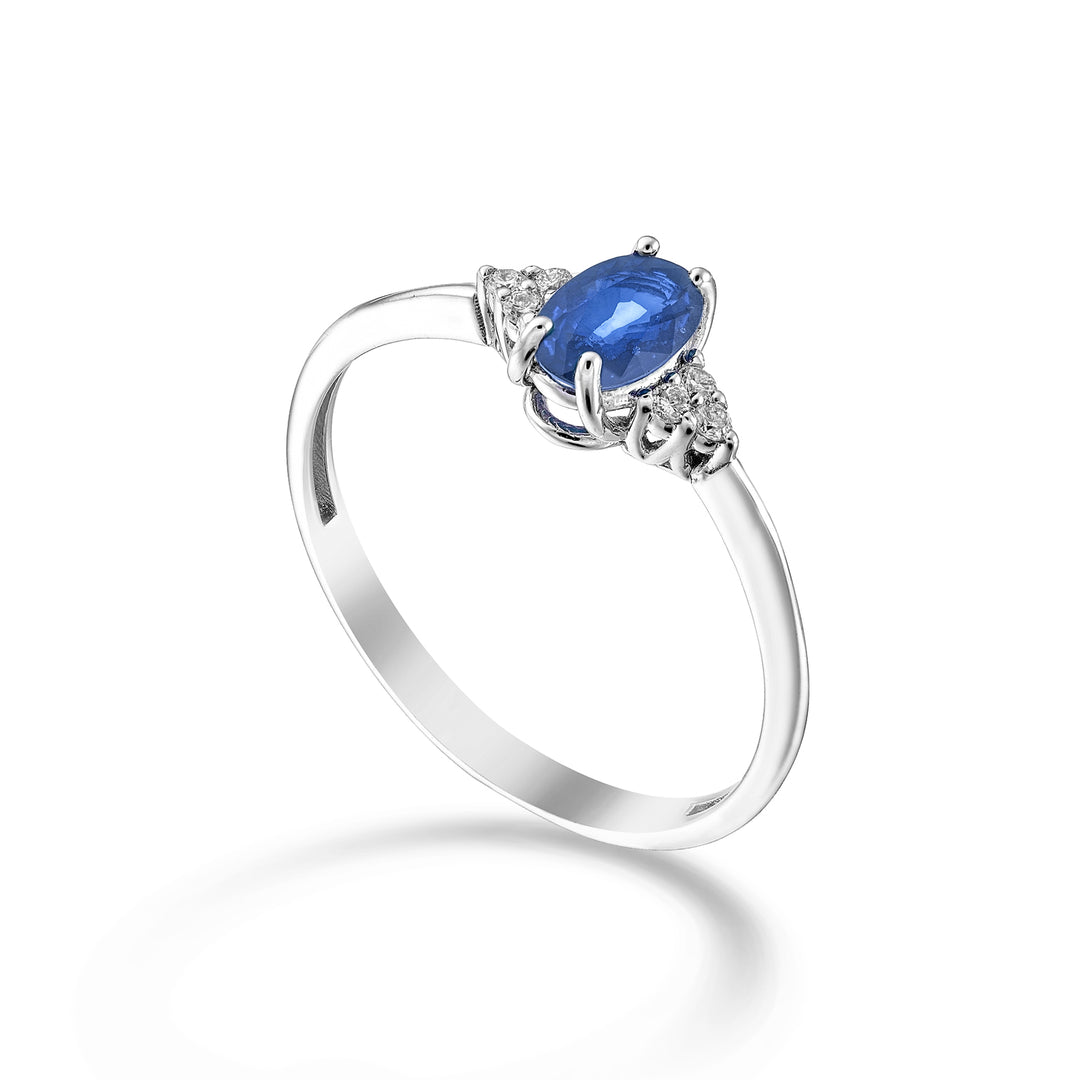 Nihama an 9k sapphire no. 6x4 oval and side diamonds NA5211R4ZFN050
