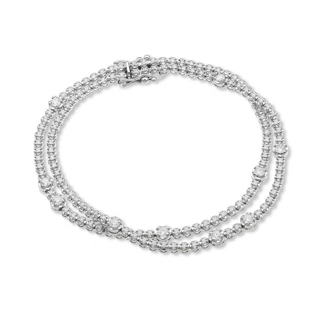 Golay multi-patterned tennis bracelet 2 rows 10 spots BTMPF001DI10-23241110021