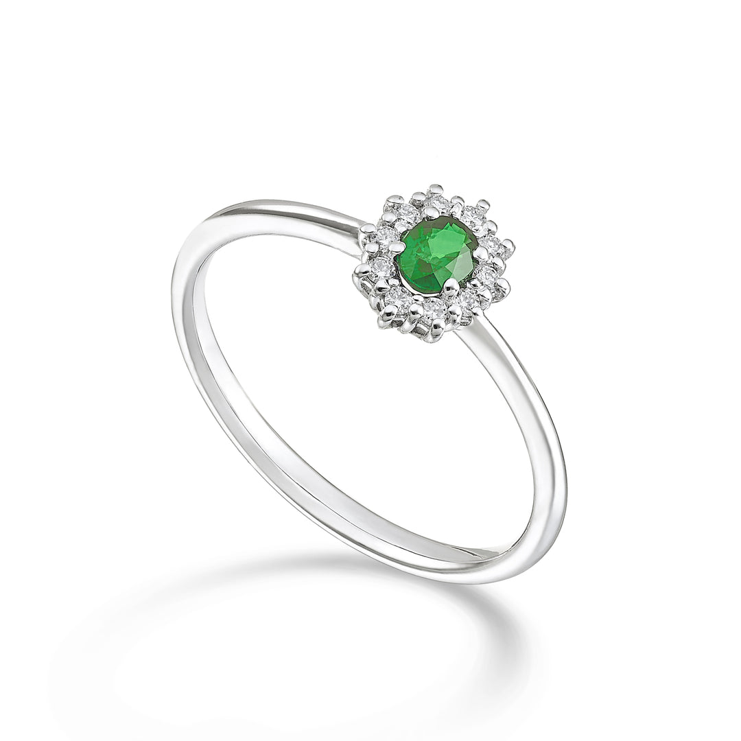 Nihama een 9k ovale smaragd 4x3 ct.0,15 diam. 0,08 ct NA5166R4BE