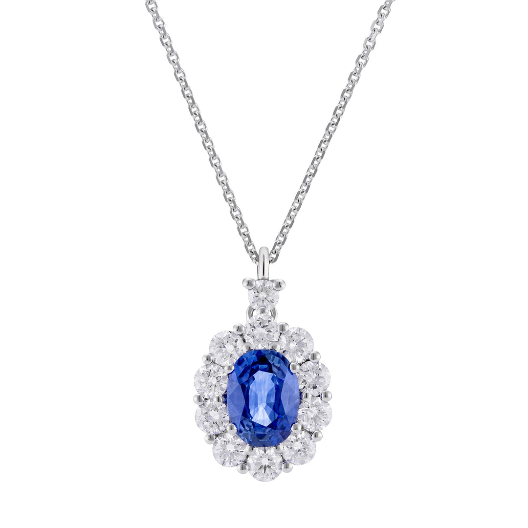 Golay ovale saffierketting 7x5 en diamanten omlijning PCL045DIZB1-25317110144