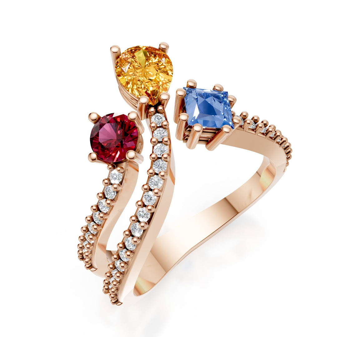 Golay ring sapphires shape multicolor diamonds on the shank AMP662DMCC2R-25154110252