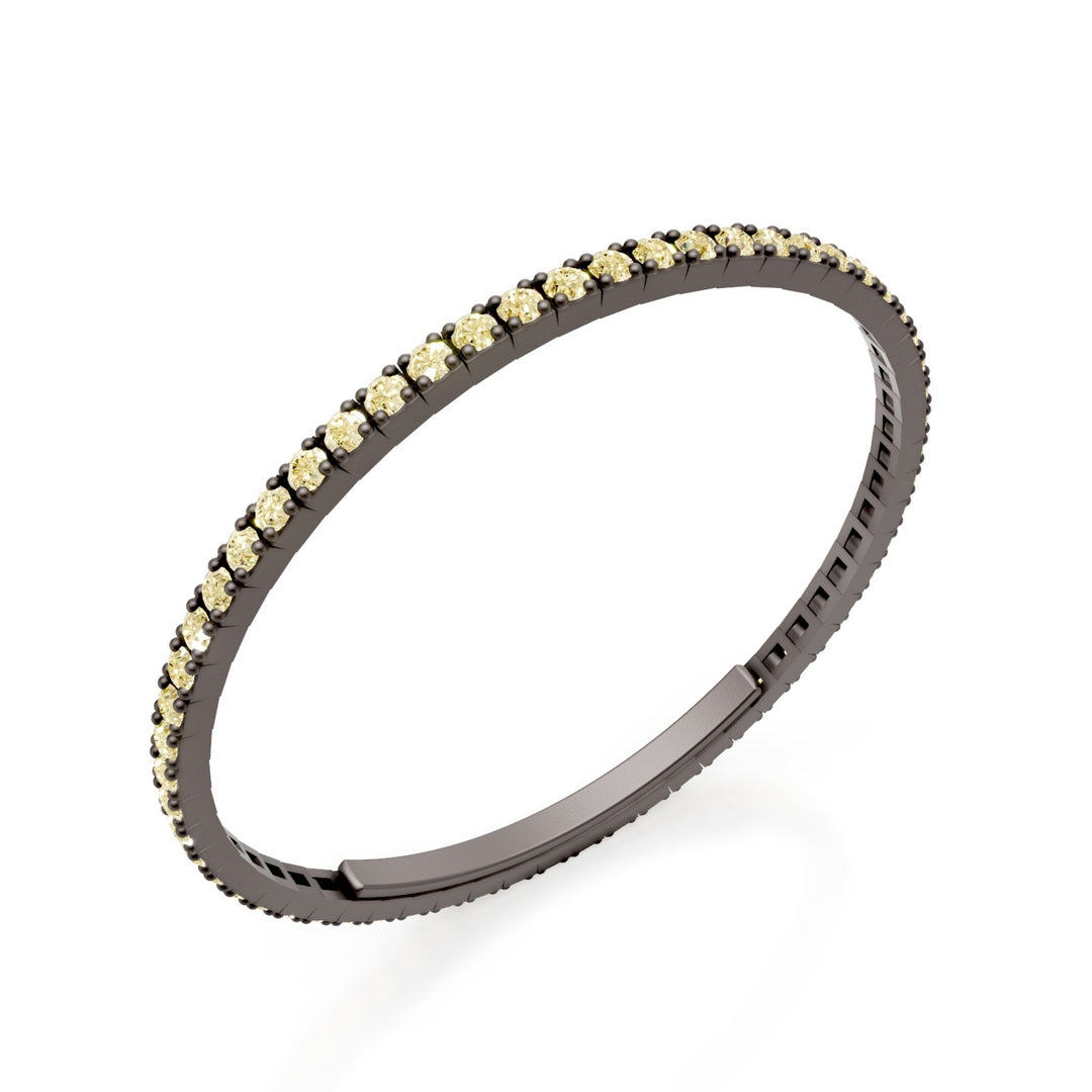 X-Diamond Tennisarmband aus grauem Titan, vollständig mit Diamanten besetzt. G. schickes Gelb, mit Butterfly-Verschluss, 18,5 cm, zweite Größe LXDBRT012FYGR-185