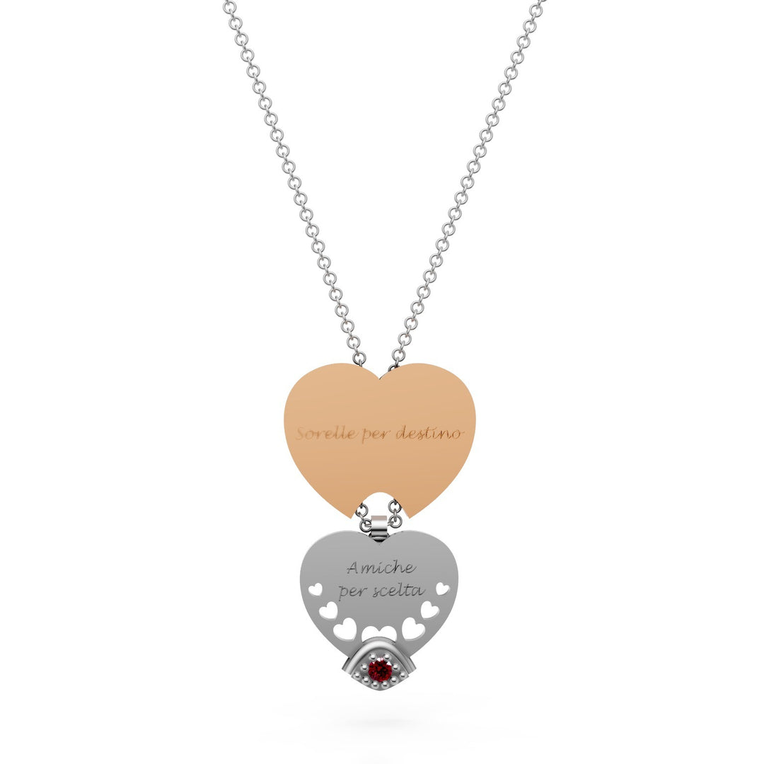 Golay gladde hart hanger ketting roze witte lade GD683RURB
